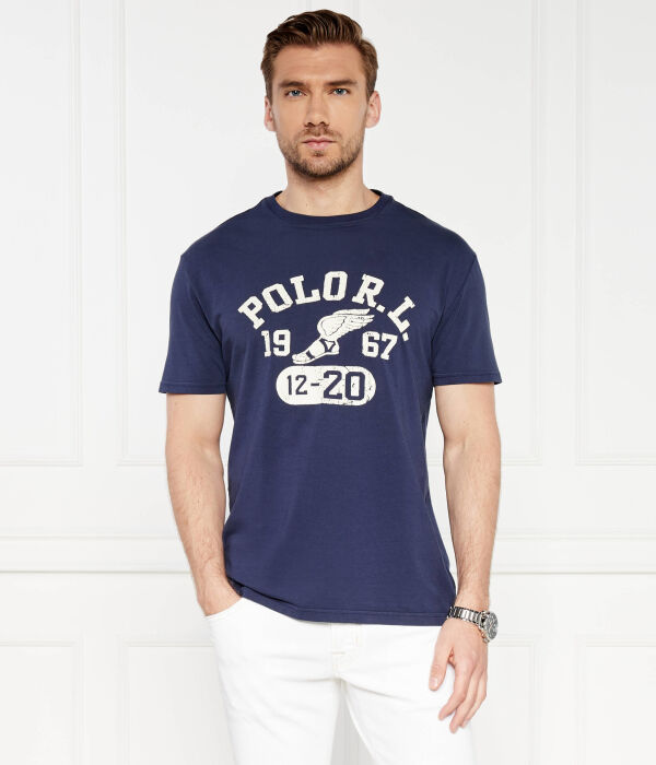 Футболка мужская Polo Ralph Lauren классического кроя с принтом, синий — фото 3