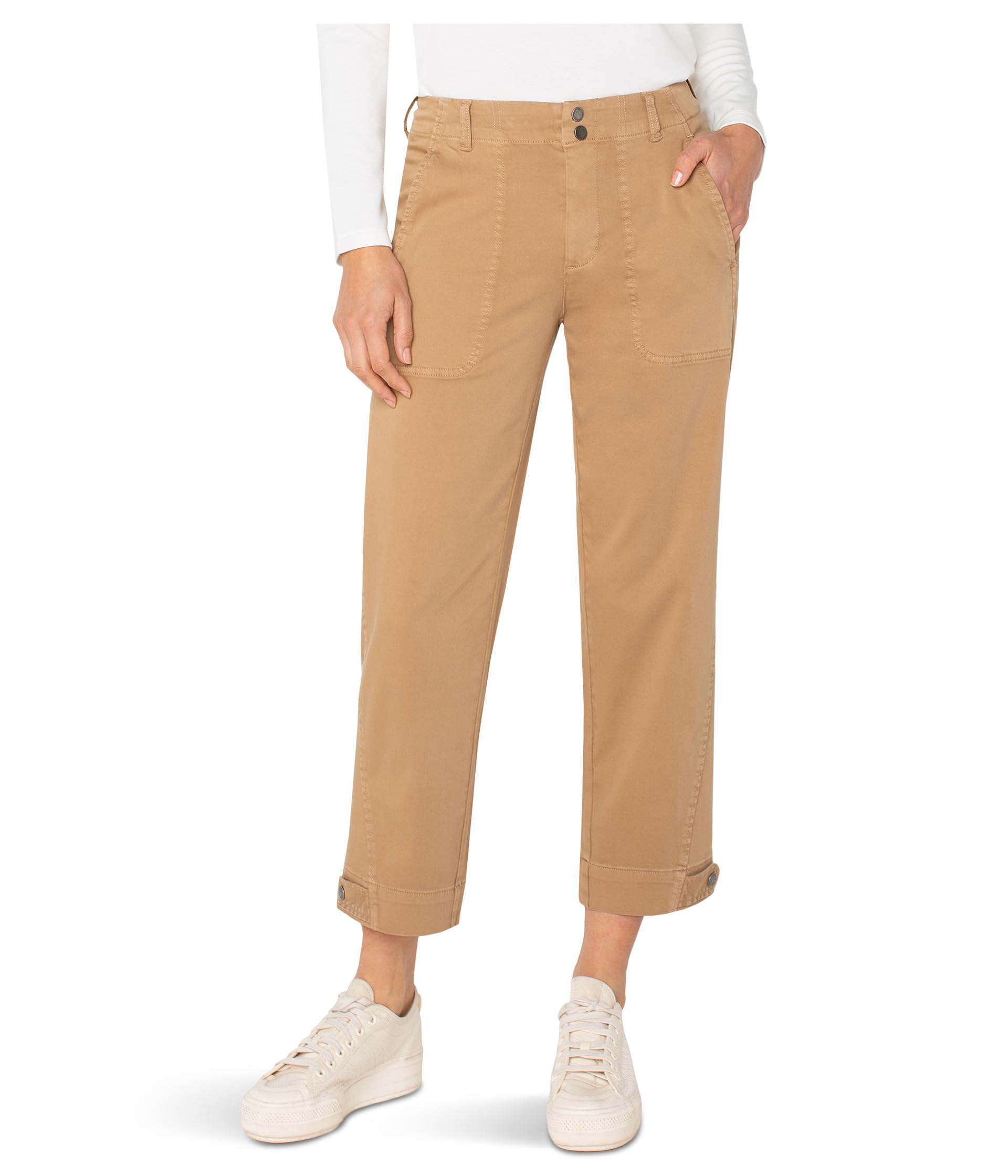 

Брюки Liverpool Los Angeles Petite Soft Touch Twill Mid-rise Utility Crop W/ Tab Hem Pant 24" Inseam, цвет Desert Camel