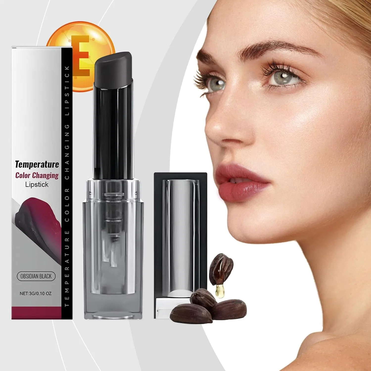 Губная помада Mood lipstick, увлажняющий pH бальзам для губ, Bsbkoj, 0.75 дюйма, черный — фото 3