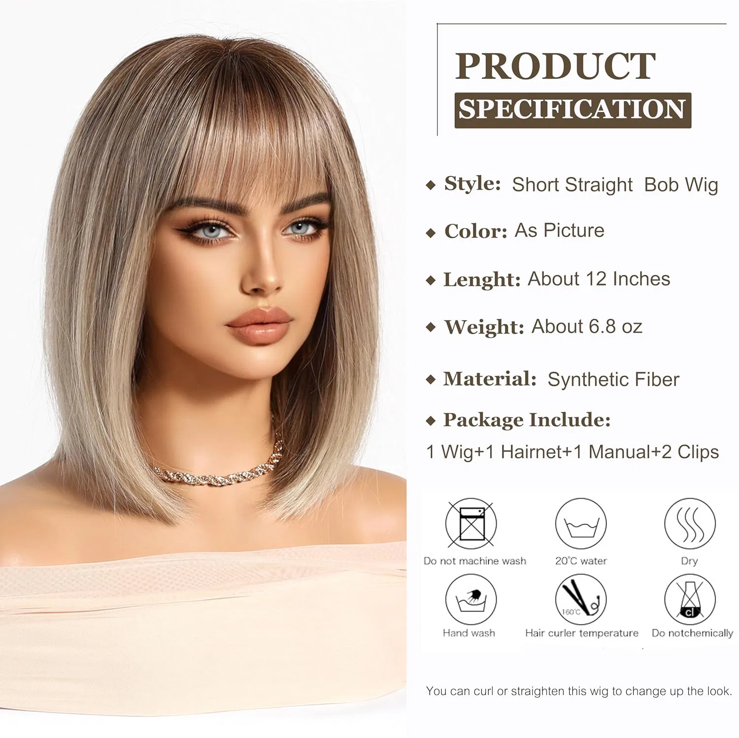Женский короткий прямой парик-каре «Ombre Blonde Bob» от Esmee Esmee, Blond — фото 2