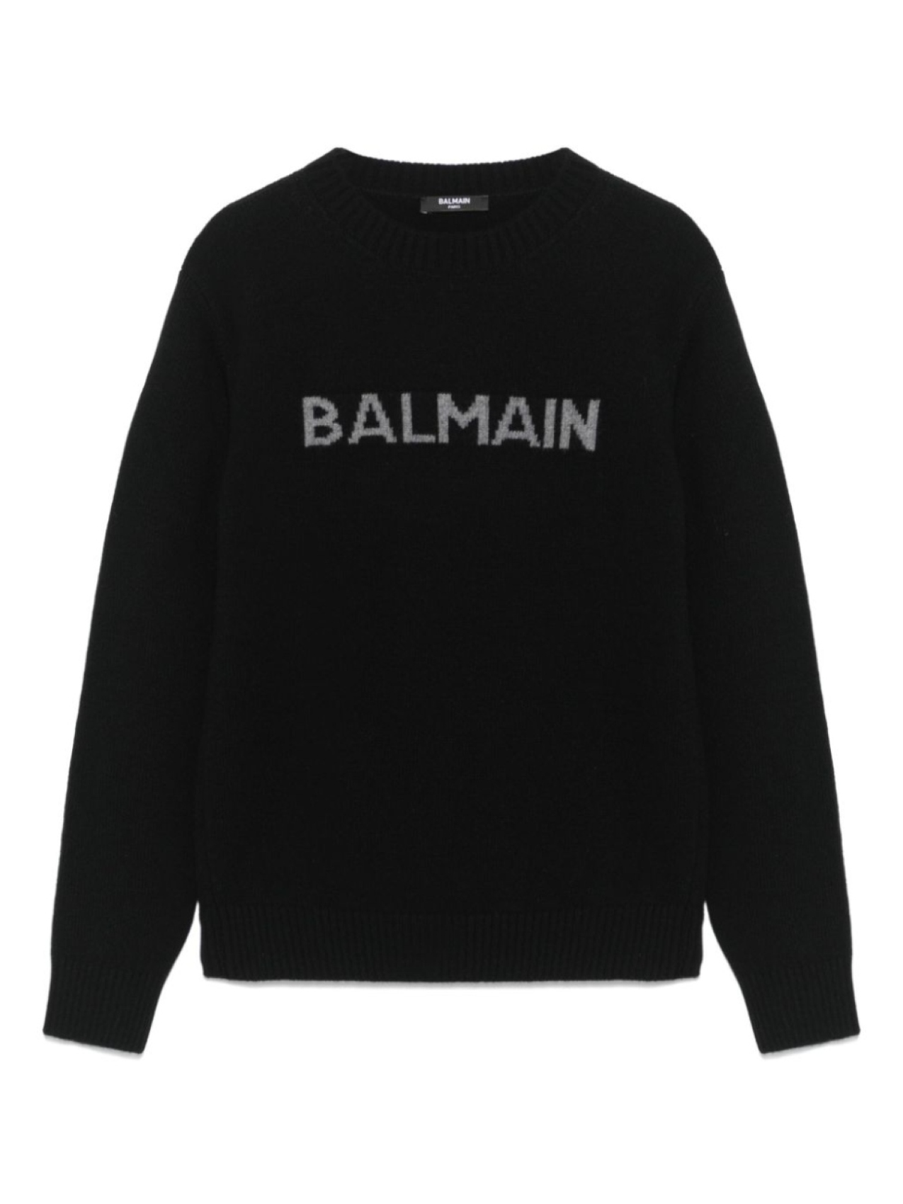 

Свитер с логотипом в технике интарсия Balmain Kids, черный