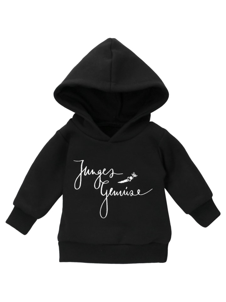 

Детская толстовка с капюшоном Молодые овощи черного цвета Baby Sweets