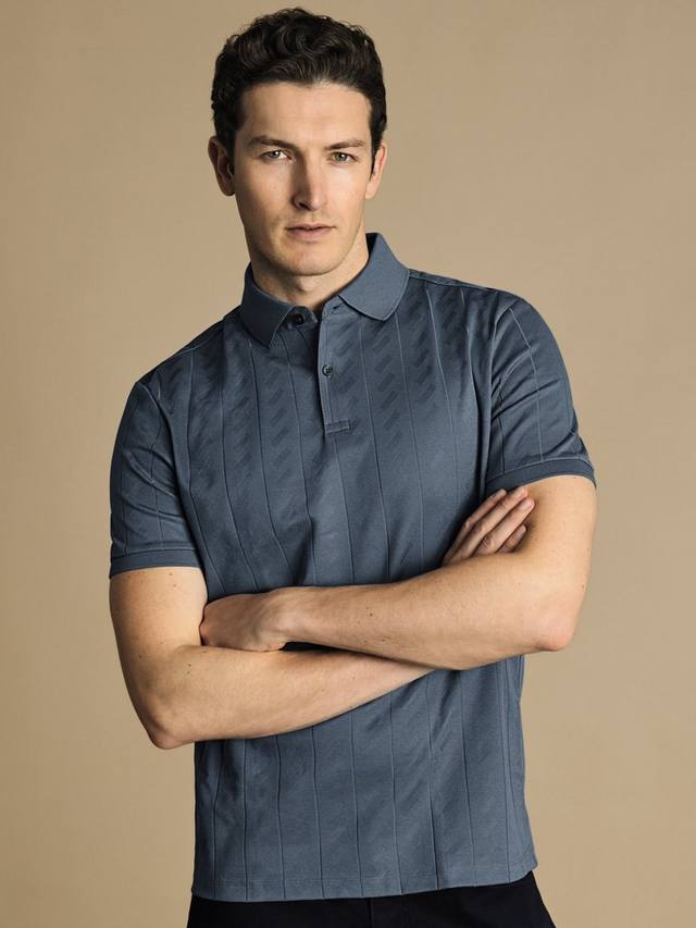 

Короткий рукав поло из хлопковой смеси Charles Tyrwhitt, Airforce Blue