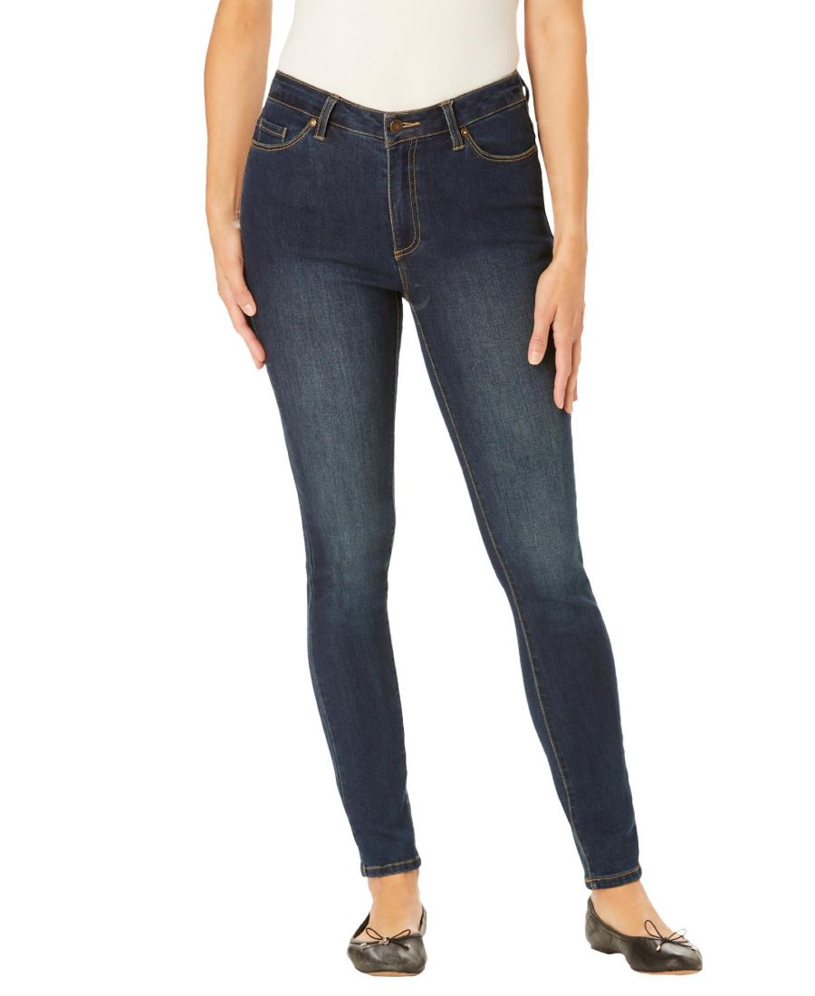 

Джинсы больших размеров, узкие, из эластичного комфортного денима, с пятью карманами Woman Within, Dark sanded wash