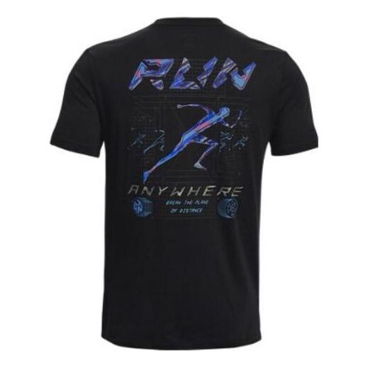 

Футболка run anywhere t-shirt 'black multi' Under Armour, черный