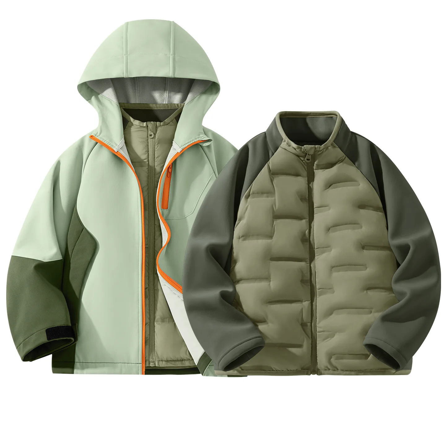 Детская куртка-софтшелл с круглым вырезом Disney, [Thickened Thermal]Solid Color Green+Solid Color Green