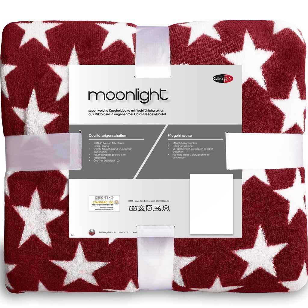 

Мягкий плед Moonlight XXL 200х220 серый полиэстер микрофибра 210г/м² CelinaTex, бордовый