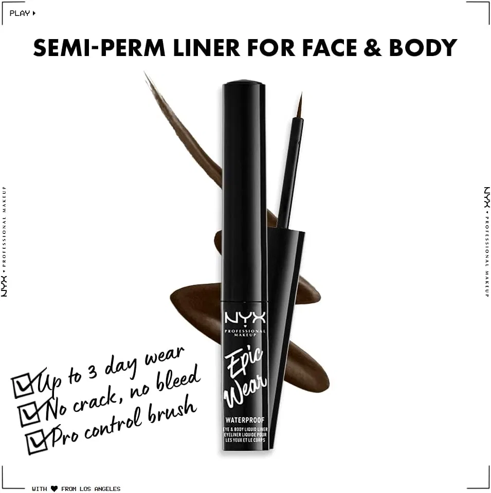 Подводка жидкая NYX Professional Makeup Epic Wear, коричневая, 1 шт — фото 3