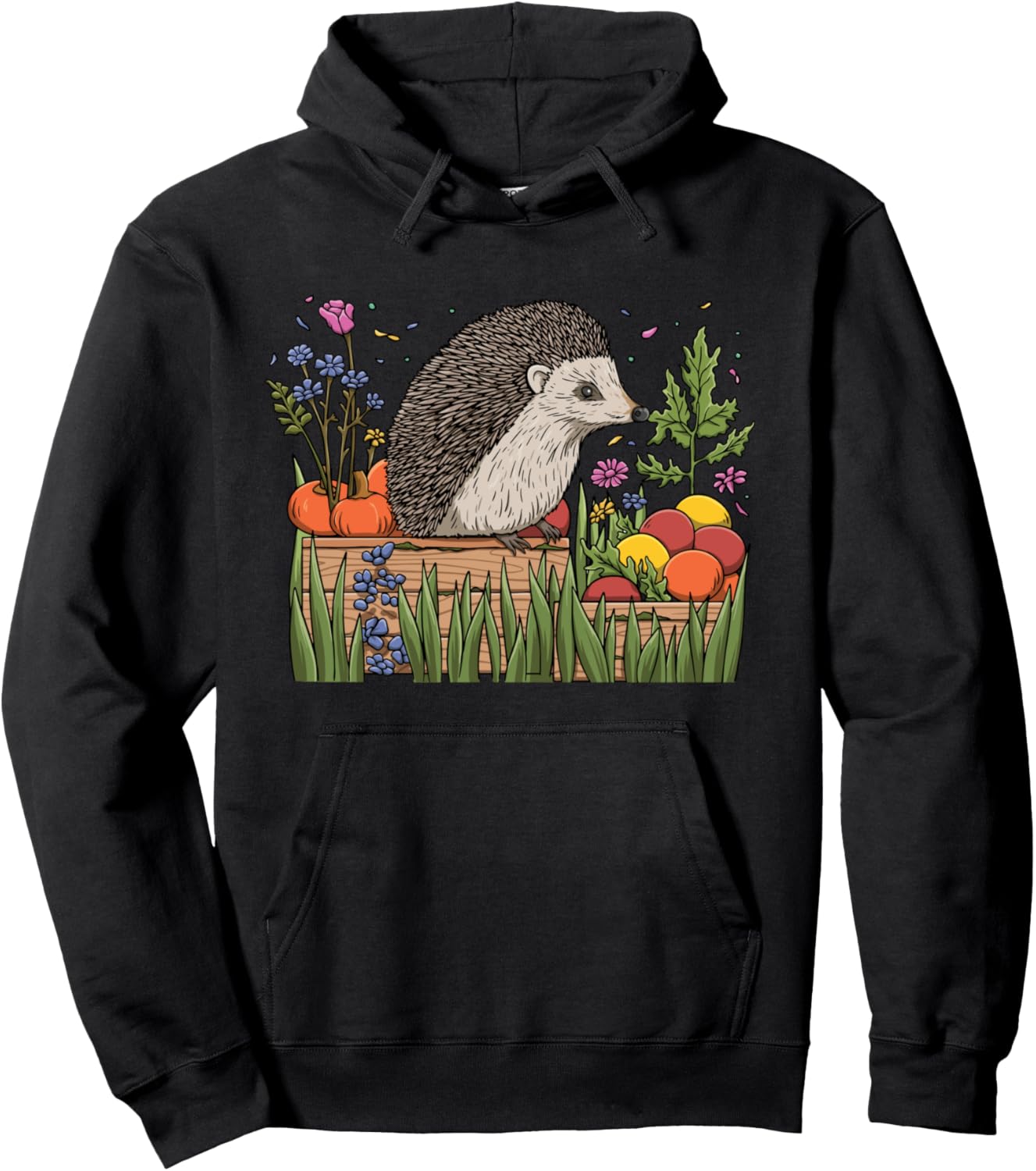 

Худи в стиле коттеджкор с цветочным принтом и изображением дикобраза для любителей ежей Cottagecore Aesthetic Clothing, черный