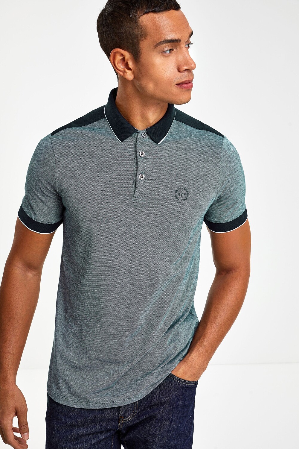 

Контрастная рубашка-поло Armani Exchange, синий