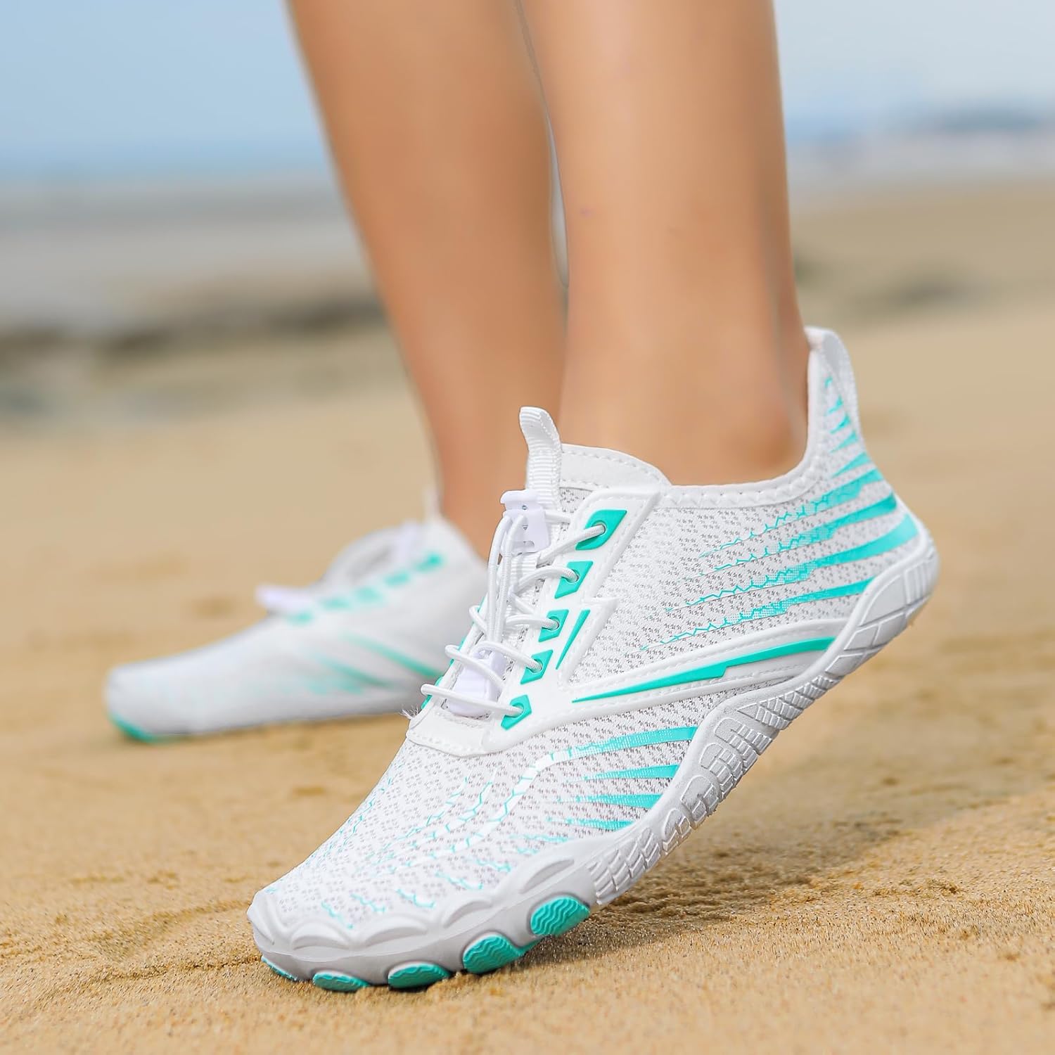 Женские кроссовки Kubbon Barefoot с широкой носовой частью, противоскользящие, унисекс, для спорта, активного отдыха и бега, быстросохнущая водная обувь для походов и прогулок, зеленый — фото 2