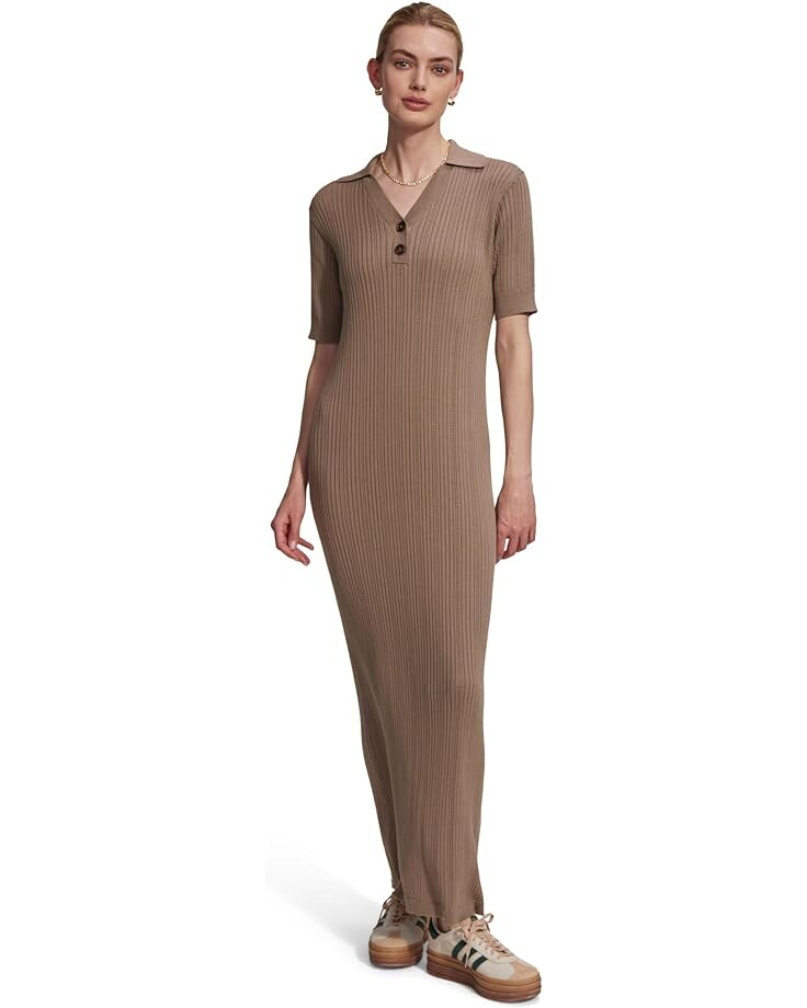 

Платье Varley Andrea Pointelle Knit, цвет Roasted Cashew
