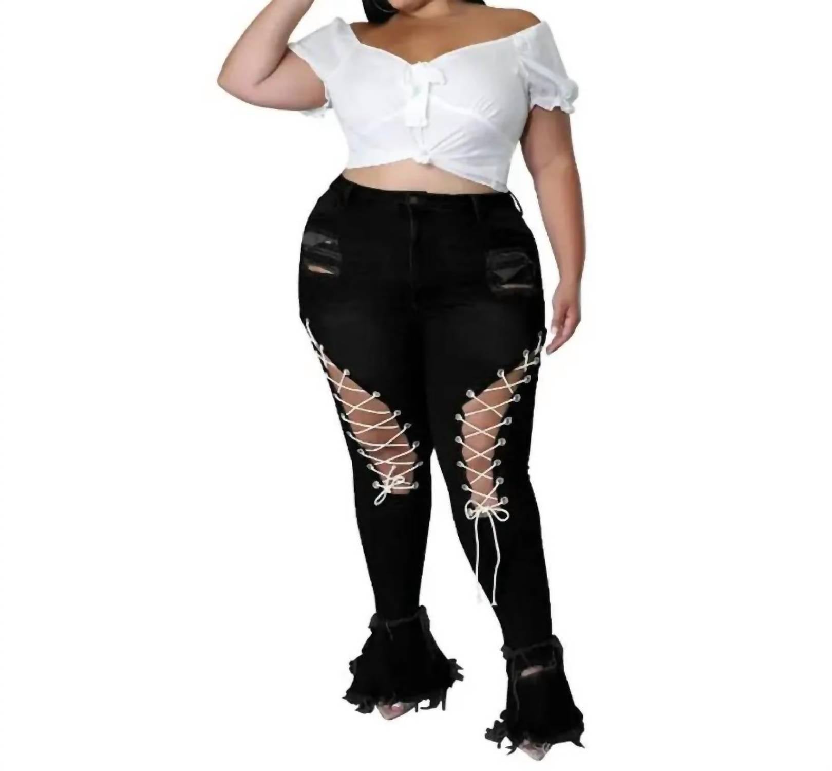

Черные джинсы на шнуровке Loverly Fit