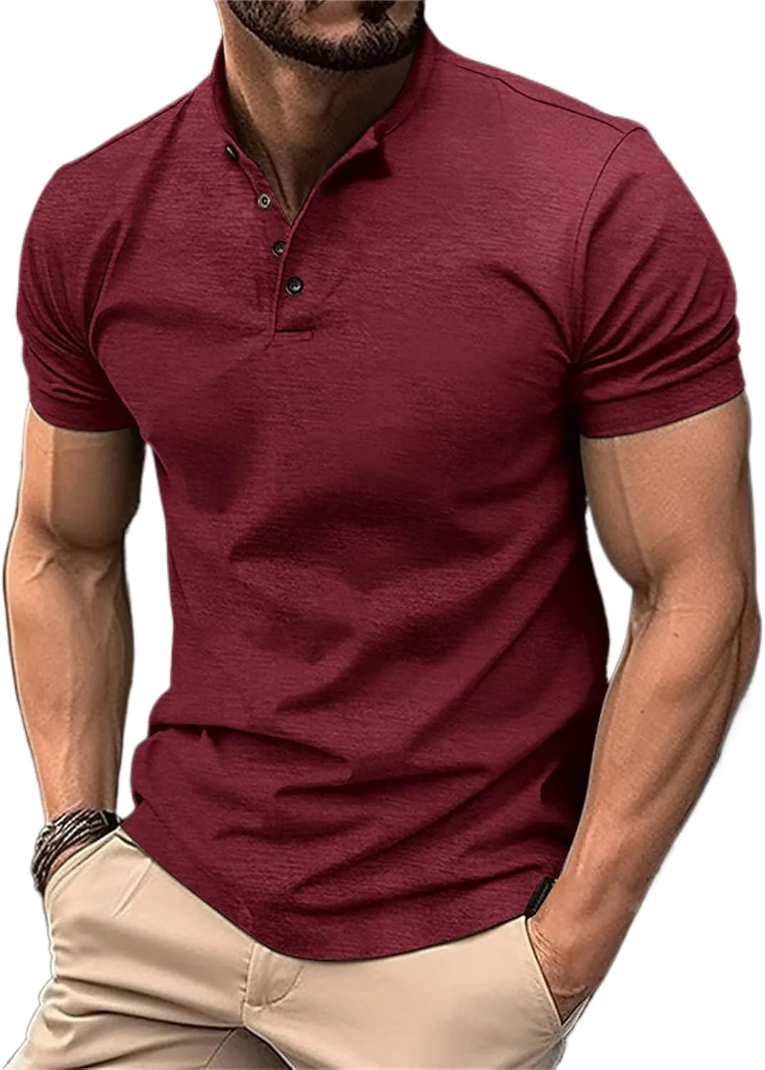 

Футболка поло Henley для мужчин с коротким рукавом Thatrich