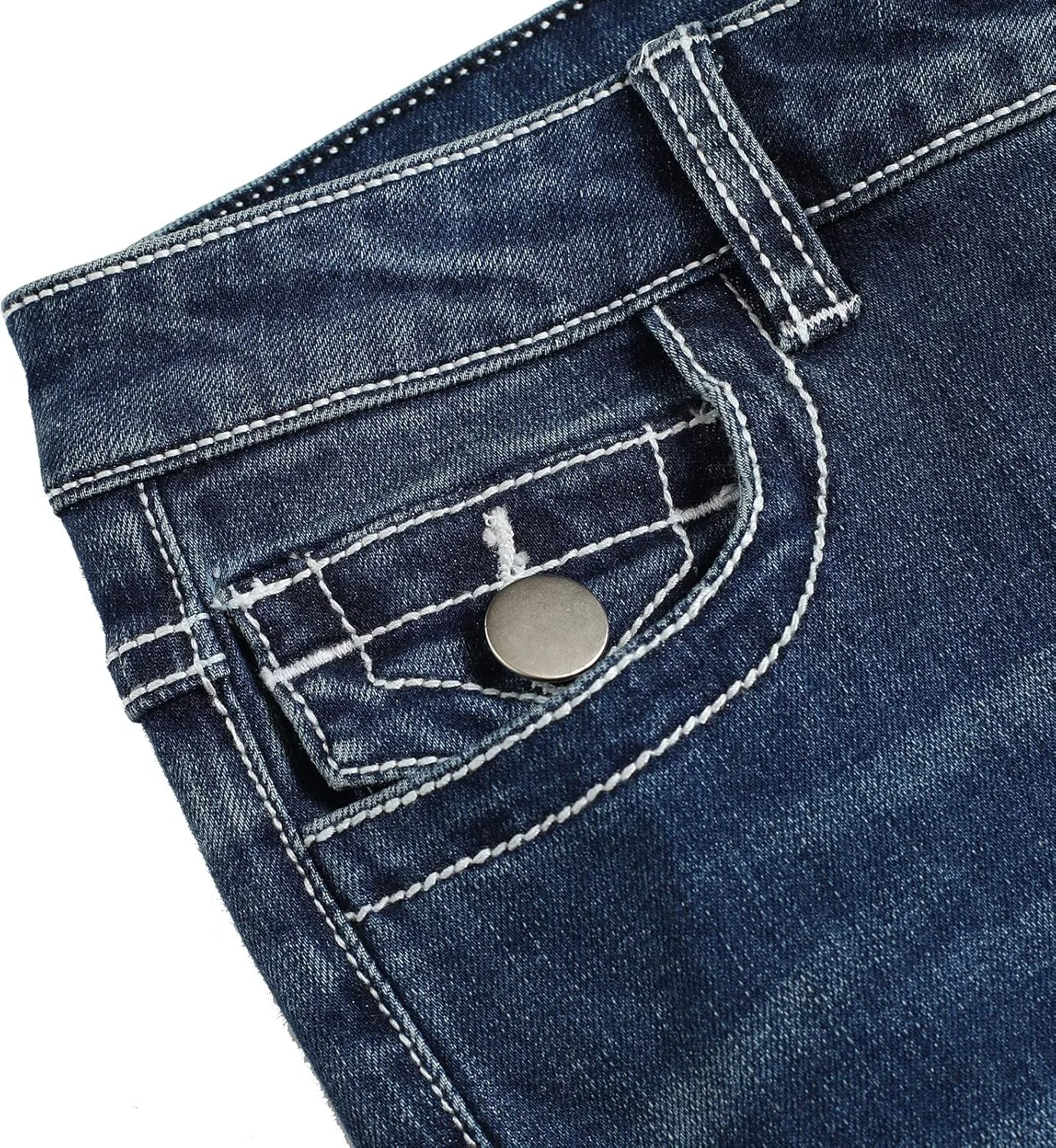 Женские джинсы Bell Bottom с высокой талией, расклешенные, в стиле bootcut, с потертостями, эластичные Generic, синий — фото 4