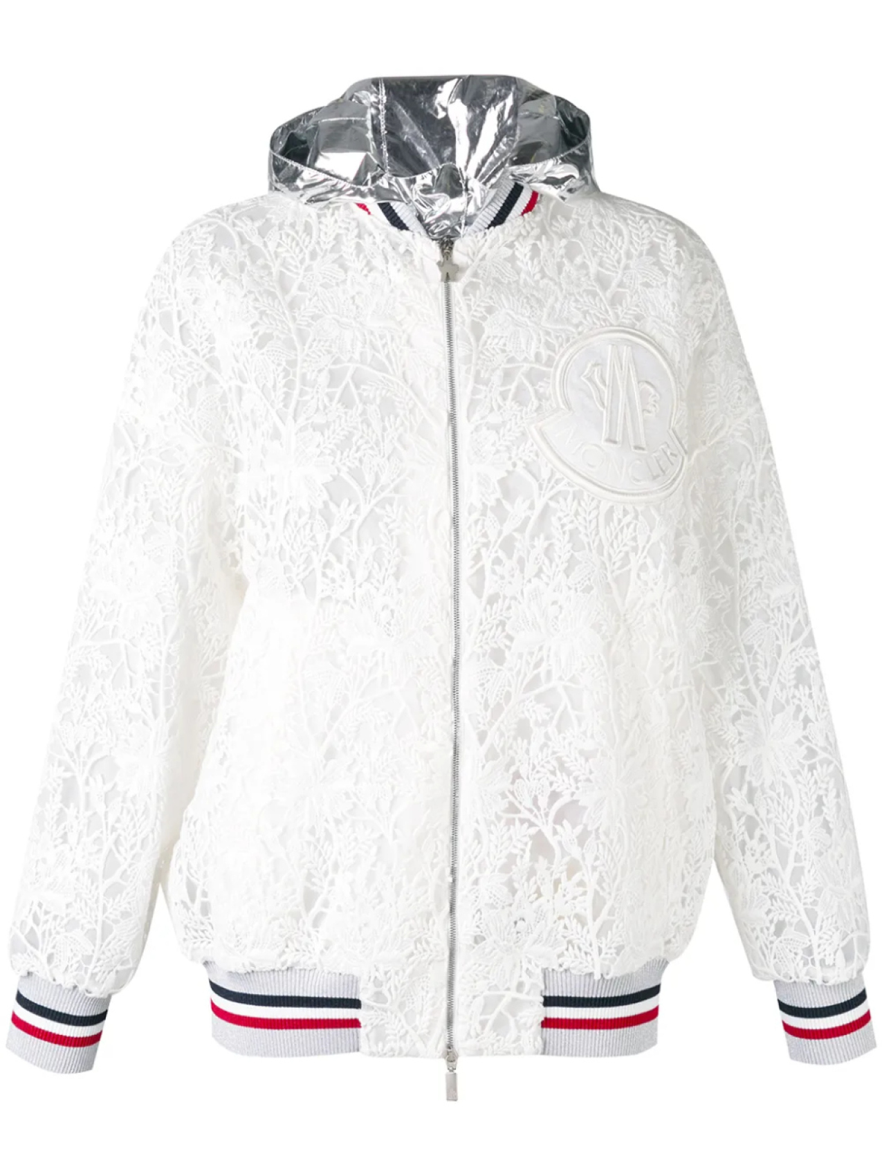 

Moncler Gamme Rouge куртка с капюшоном и вышивкой, белый