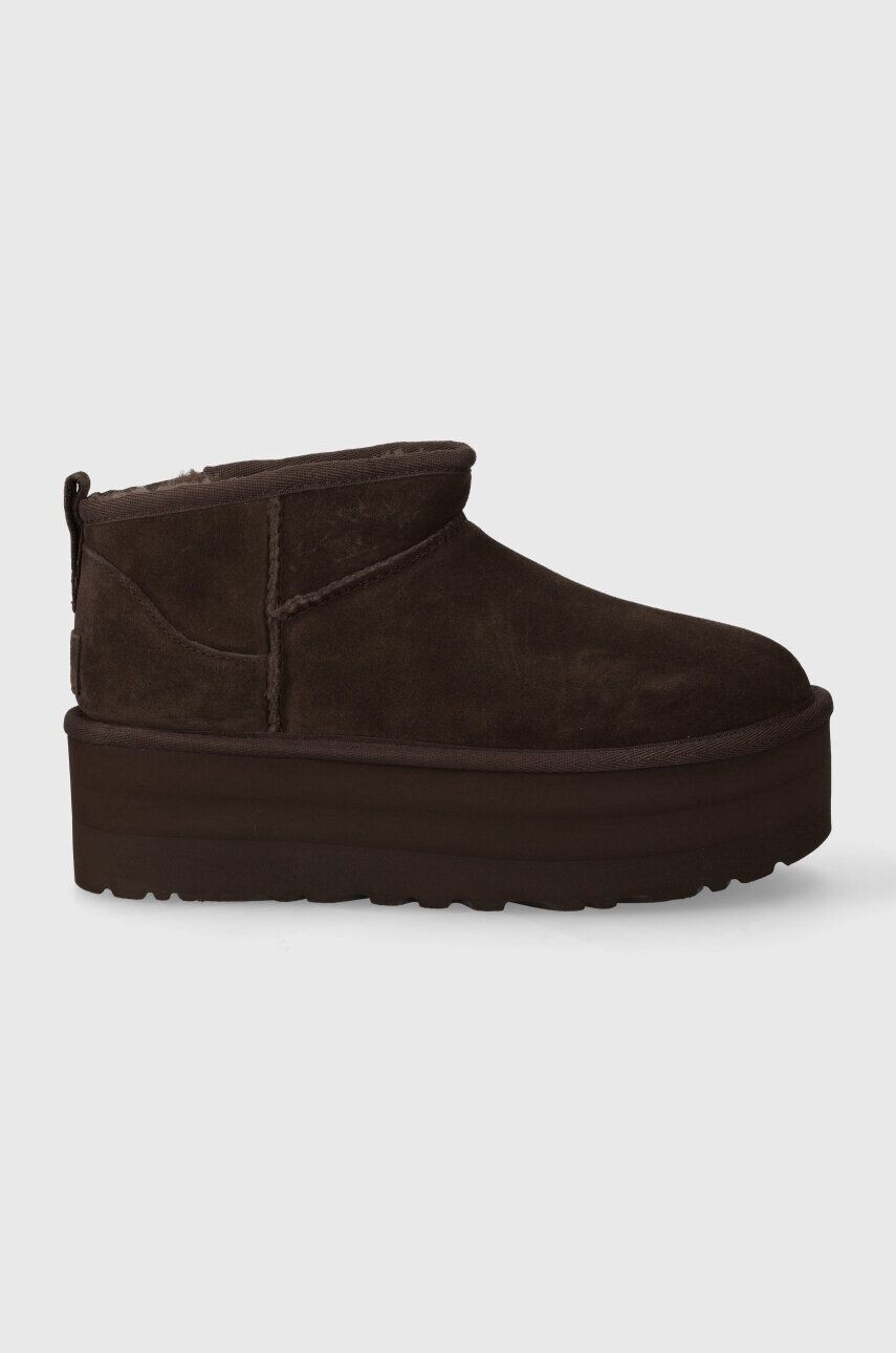 

Замшевые зимние ботинки UGG Classic Ultra Mini на платформе, коричневый