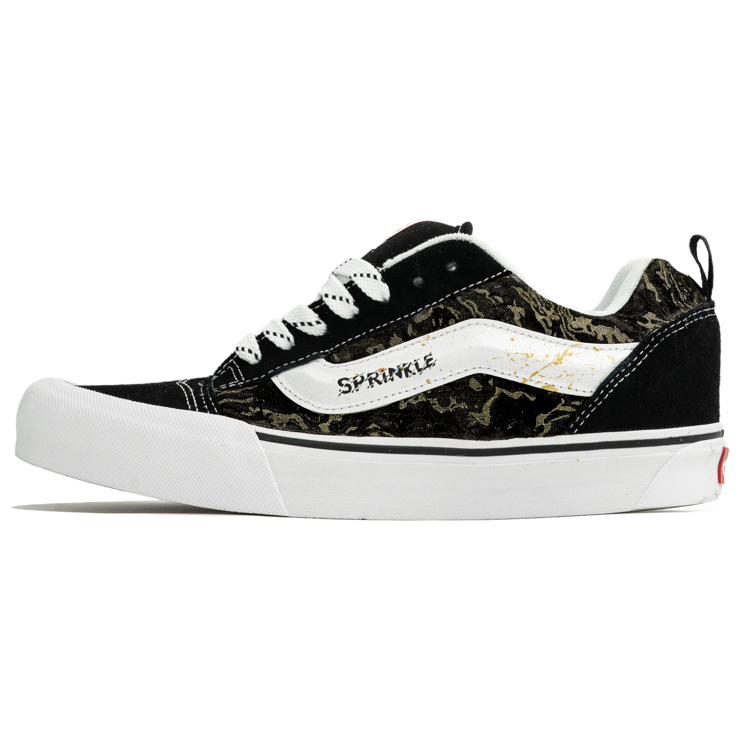 Vans Knu Skool Wan Hua Nong, Позолоченная сумка для покупок, износостойкие низкие кеды для скейтбординга, мужские, черный с белым — фото 3