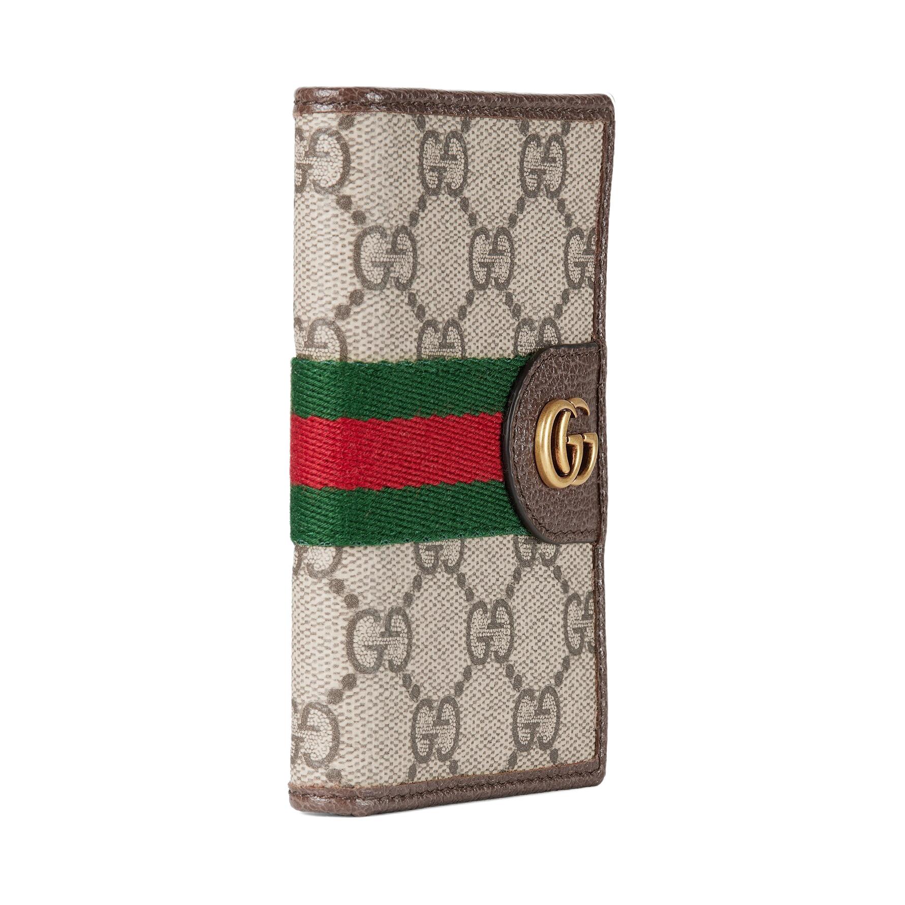 GUCCI Ophidia Coated Fabric Card Holder мужской beige и dark brown — фото 2