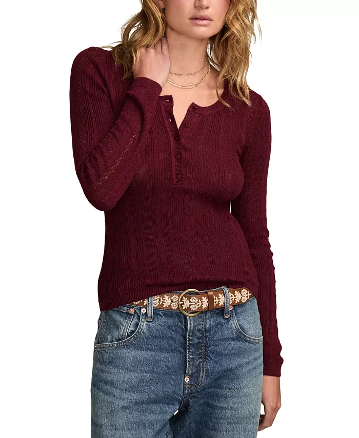 

Женский свитер-хенли с пуантами Lucky Brand, красный