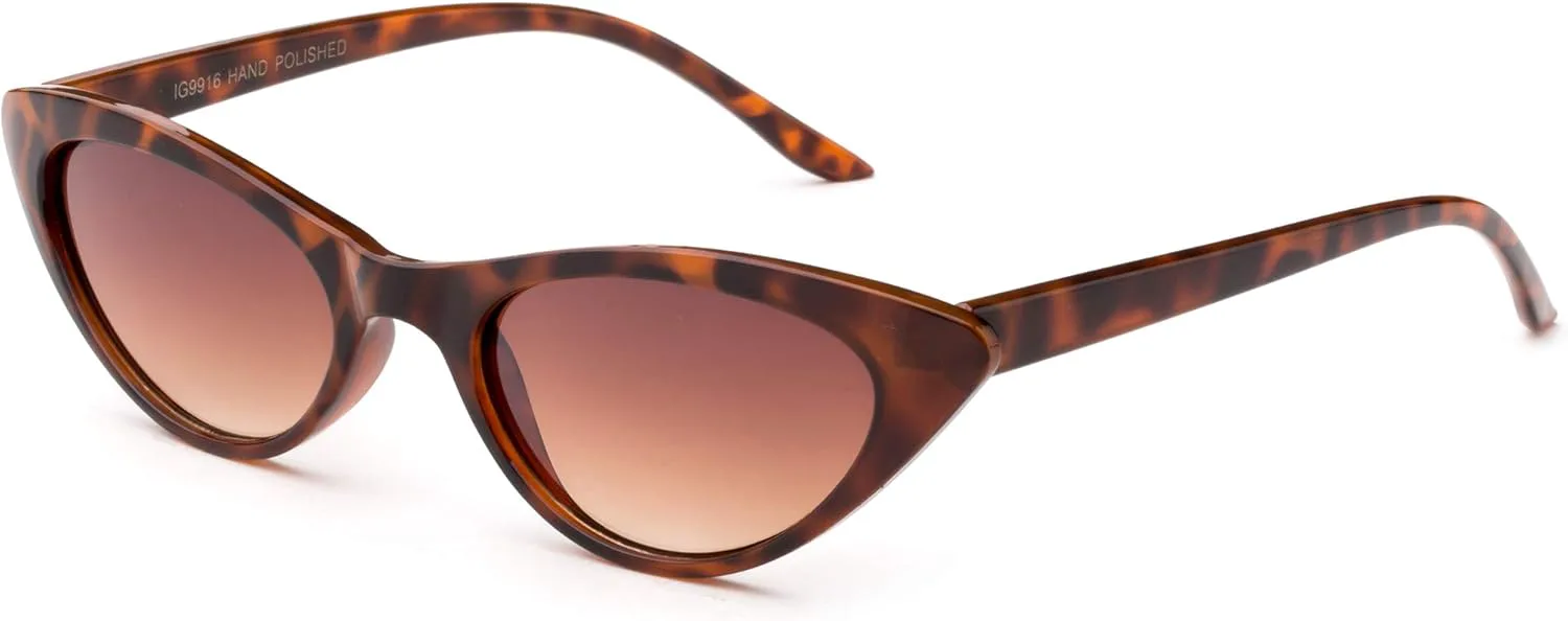 

Дизайнерские ретро-винтажные узкие солнцезащитные очки «кошачий глаз» для женщин в маленькой пластиковой оправе Newbee Fashion Sunglasses, 2 Pack - Black & Tortoise