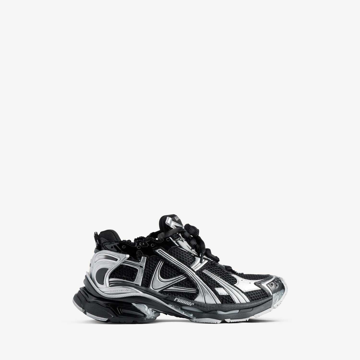 Женские кроссовки runner в черно-серебристом цвете BALENCIAGA, серебристый/черный