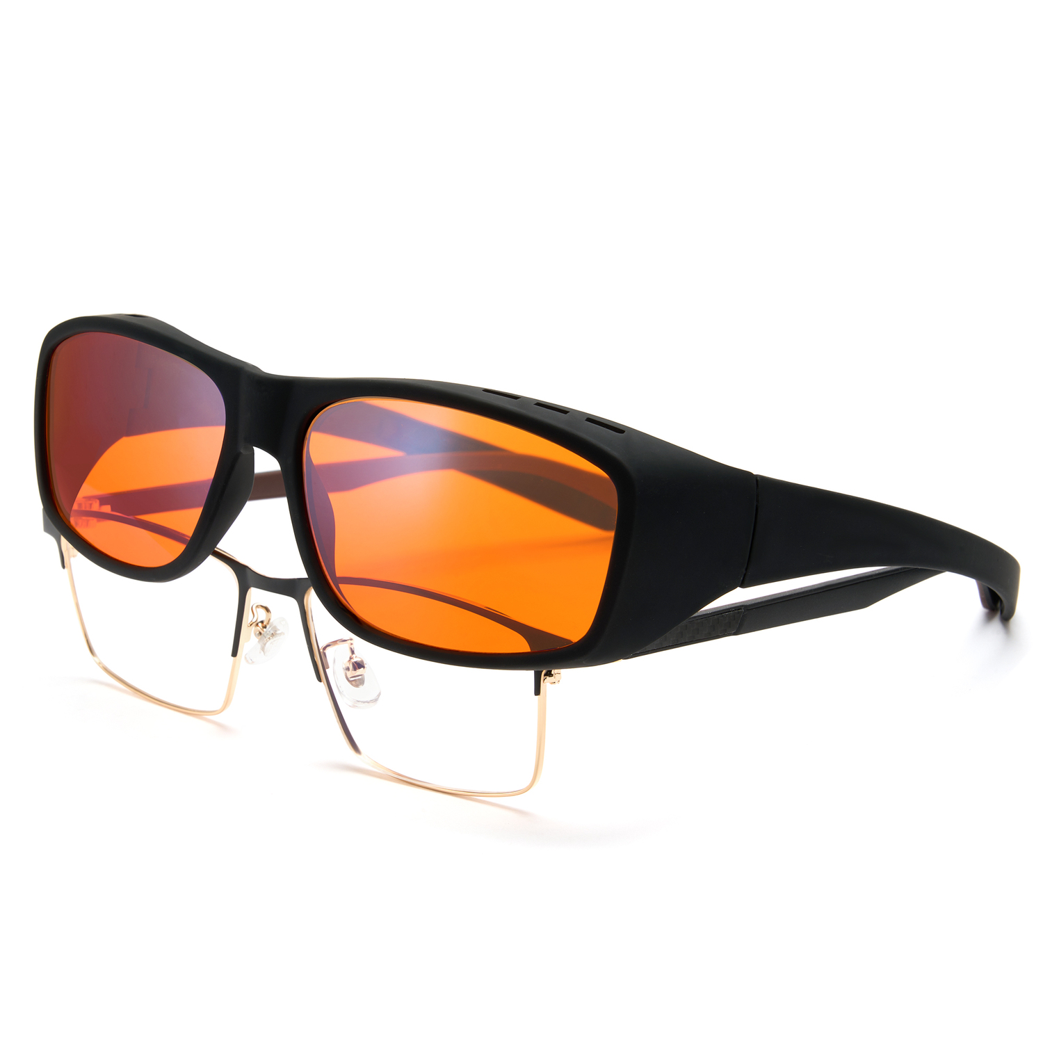 

CYXUS Пластиковая прямоугольная оправа для очков унисекс, Black Frame Orange Lens Z02