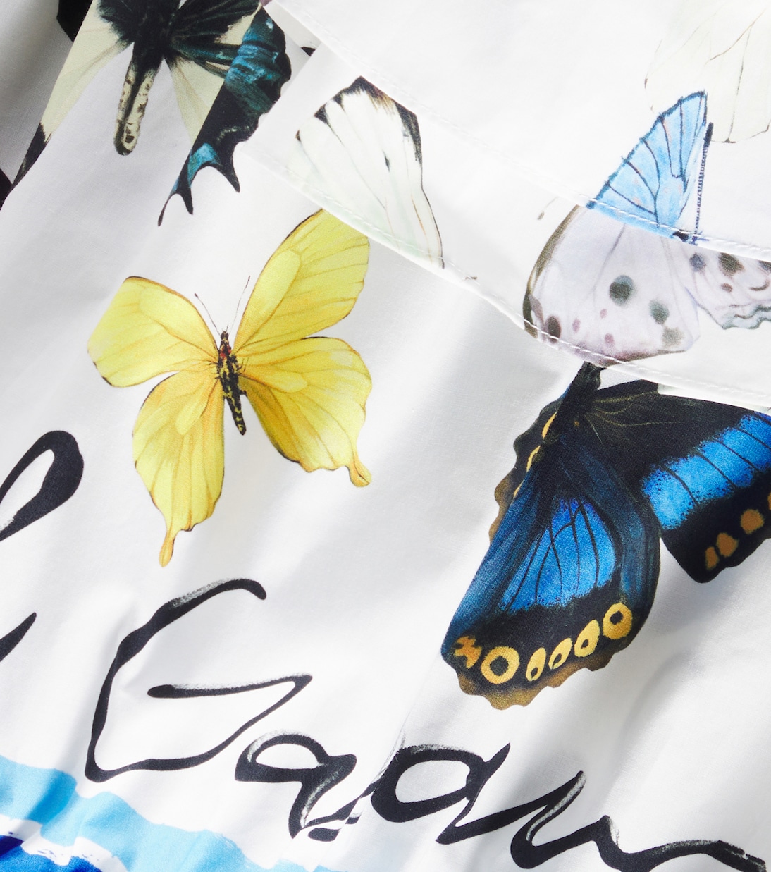 Топ из хлопкового поплина с оборками и принтом Dolce&Gabbana Kids, Farfalle Borod Blu — фото 3
