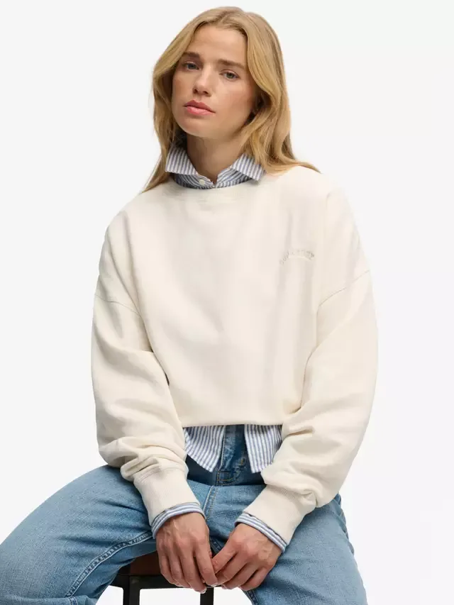 Толстовка Essential Logo Crew, цвет слоновой кости Superdry — фото 4