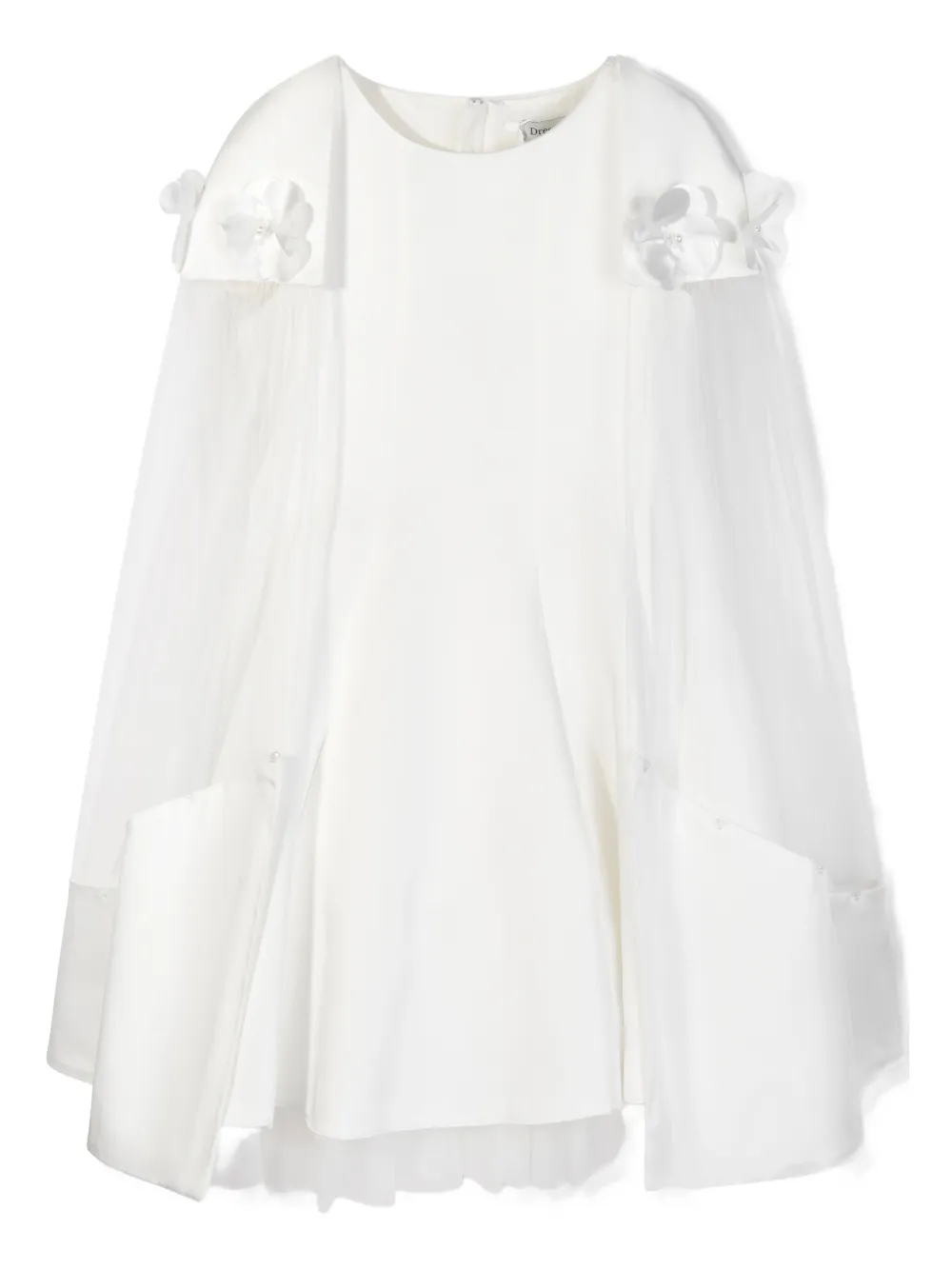 Платье-кейп из тюля с цветочным декором Dress & Fleur, белый — фото 2