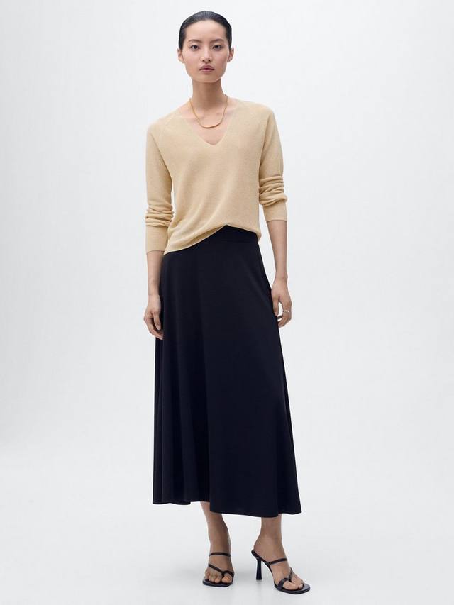 

Kling V-образный вырез тонкий вязаный джемпер Mango, Gold