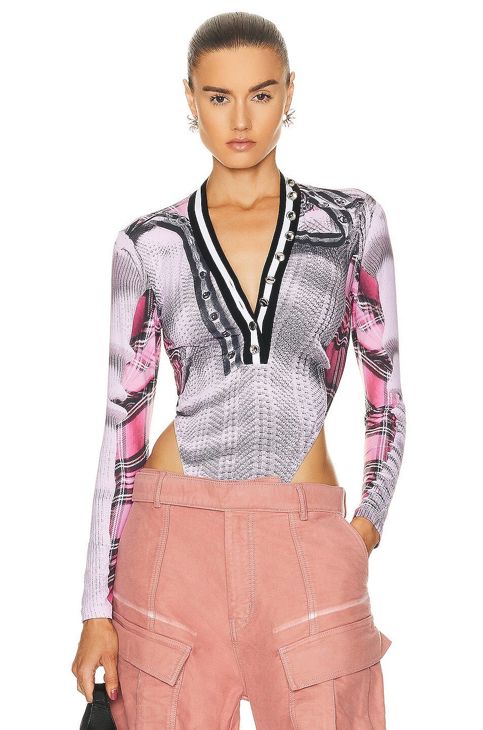 

Боди Y/Project X Jean-Paul Gaultier Trompe L'Oeil Cardigan, цвет Pink & White