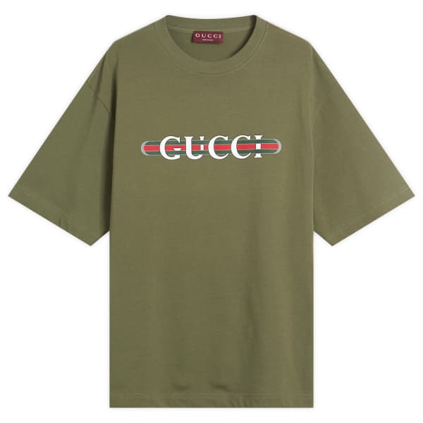 

Футболка из плотного хлопка с переплетающимся логотипом Gucci, зеленый