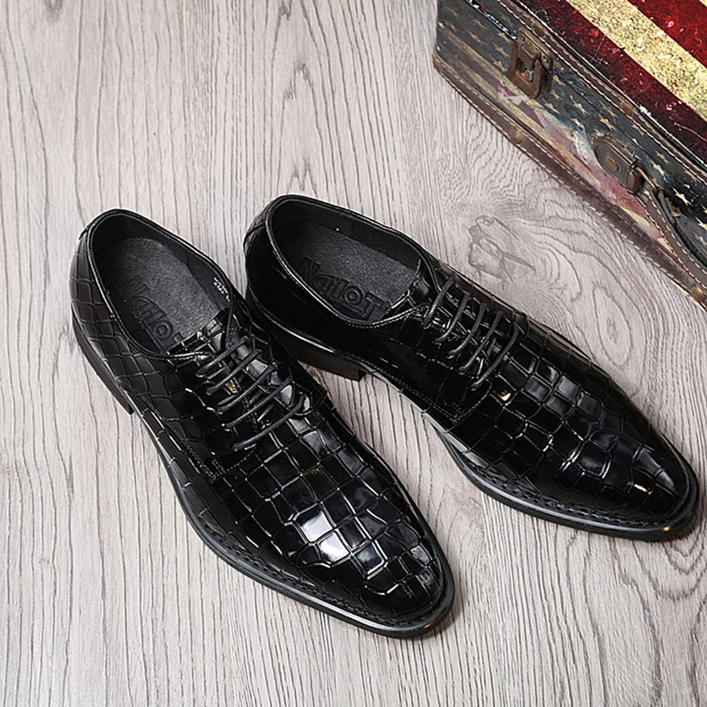 Мужские кожаные деловые туфли, рабочие, праздничные, банкетные туфли с узором под крокодила, на шнуровке, коричневые, размер 39/UK 6.5/US 7 Grvpm — фото 2
