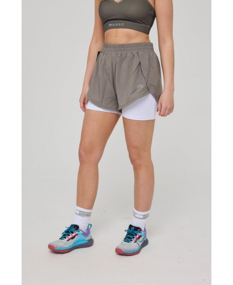 

Женские беговые шорты Elite 2 в 1 - цвет хаки OOSC, Khaki