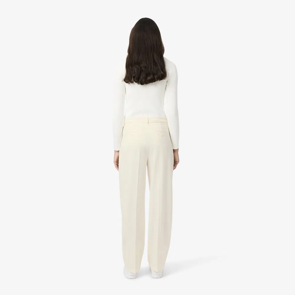Брюки женские Lacoste, широкие фланелевые, кремовые — фото 3
