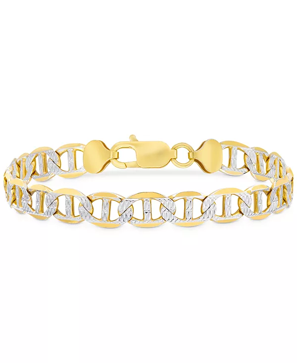 

Мужской двухцветный браслет Mariner Link с бриллиантовой огранкой из стерлингового серебра с покрытием из 14-каратного золота Italian Gold, two-tone