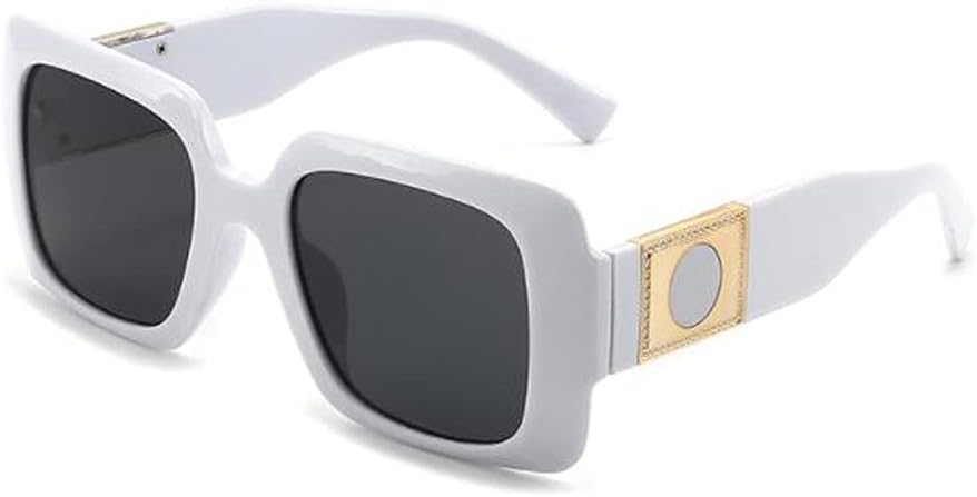 

Женские солнцезащитные очки с защитой от УФ-излучения, квадратной оправой с металлическими шарнирами и крупными линзами (белая оправа, черные и серые вставки) Angelastore, Black Frame Black Gray Flakes