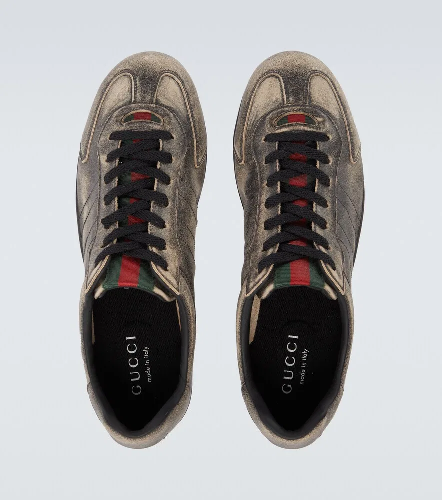 Кожаные кроссовки Gucci Shift Web Stripe, черный — фото 4