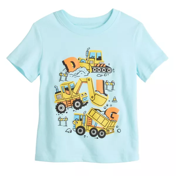 

Футболка с принтом для мальчиков с коротким рукавом Jumping Beans, цвет teal construction dig