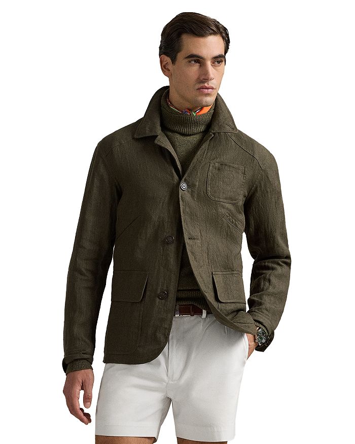 

Льняная куртка в елочку Polo Ralph Lauren, зеленый