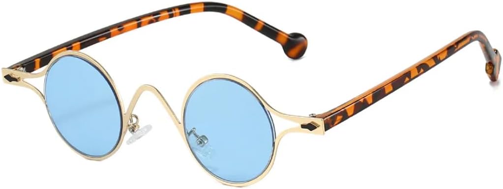 

Солнцезащитные очки с защитой UV400 | Металлическая оправа, панк, маленькие круглые | для женщин и мужчин, для занятий спортом на открытом воздухе и вождения DSVIGF, C4 Golden Blue