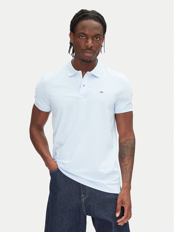 

Рубашка поло облегающего кроя DM0DM20676 Tommy Jeans, голубой