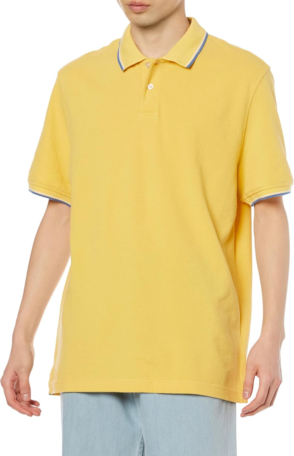 

Мужская хлопковая поло-рубашка пике Amazon Essentials приталенного кроя, желтый