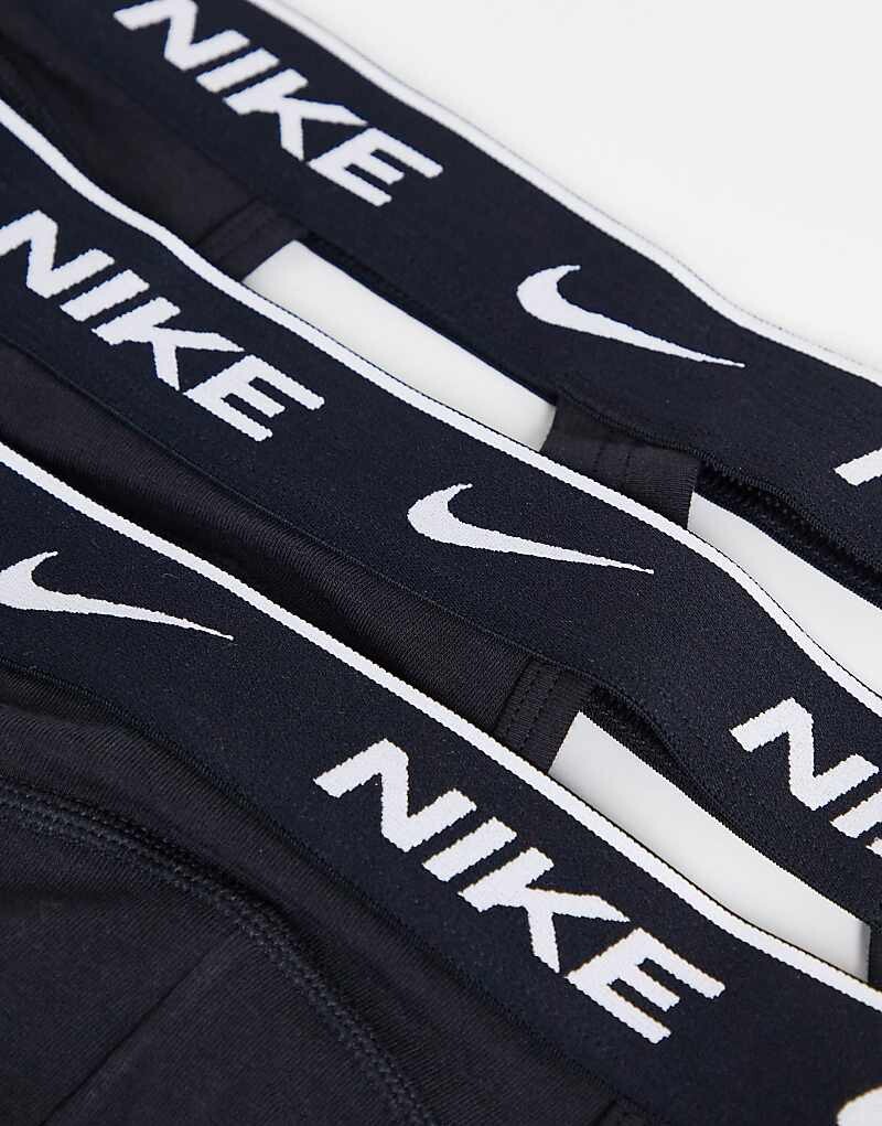 Черные хлопковые эластичные спортивные штаны из трех комплектов Nike — фото 3