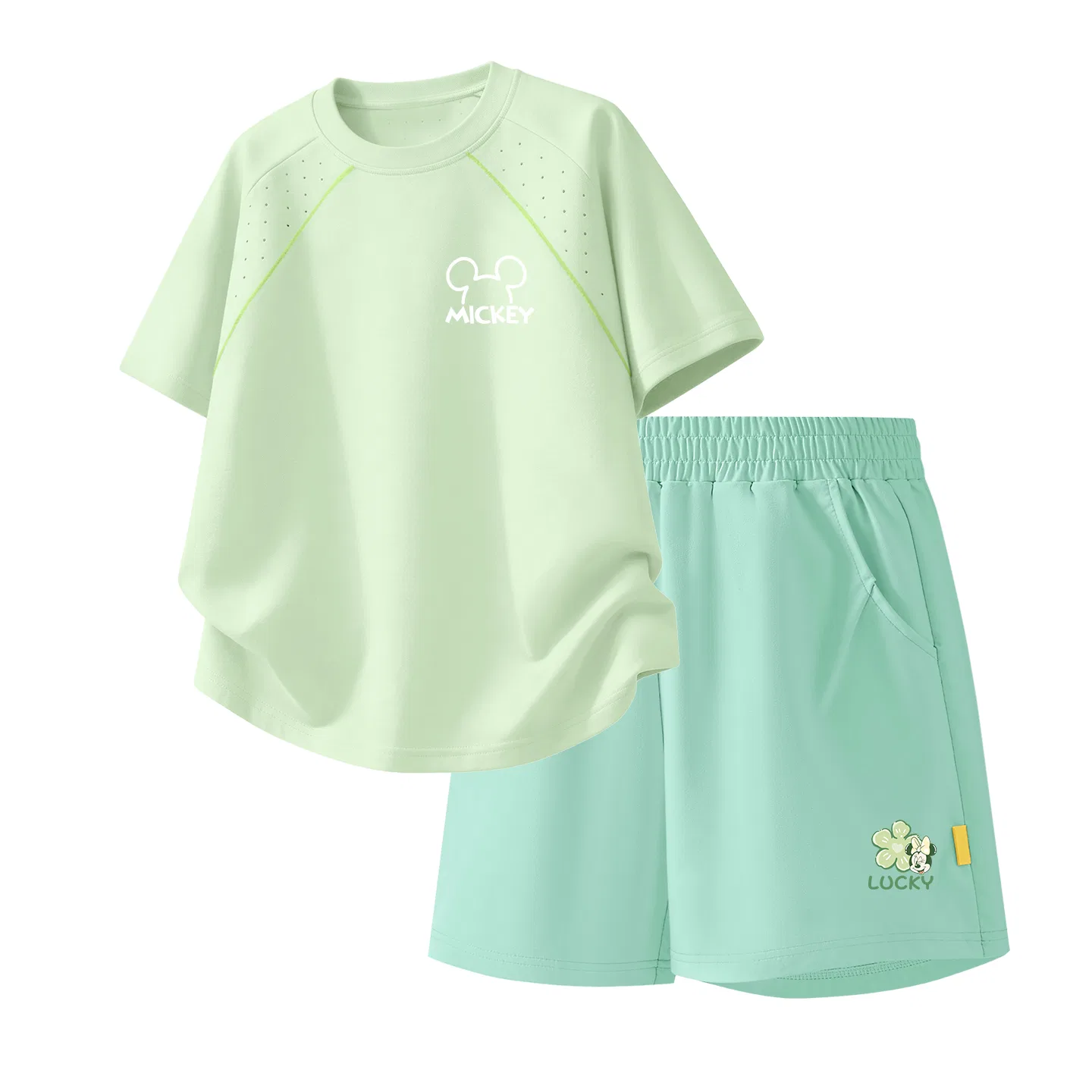 Детский спортивный костюм Casual Sportswear 2 Piece Set Disney, Thick Board Di Line K Mountain Green+Di Lucky Clover K_Bottom Sweet Pear Green