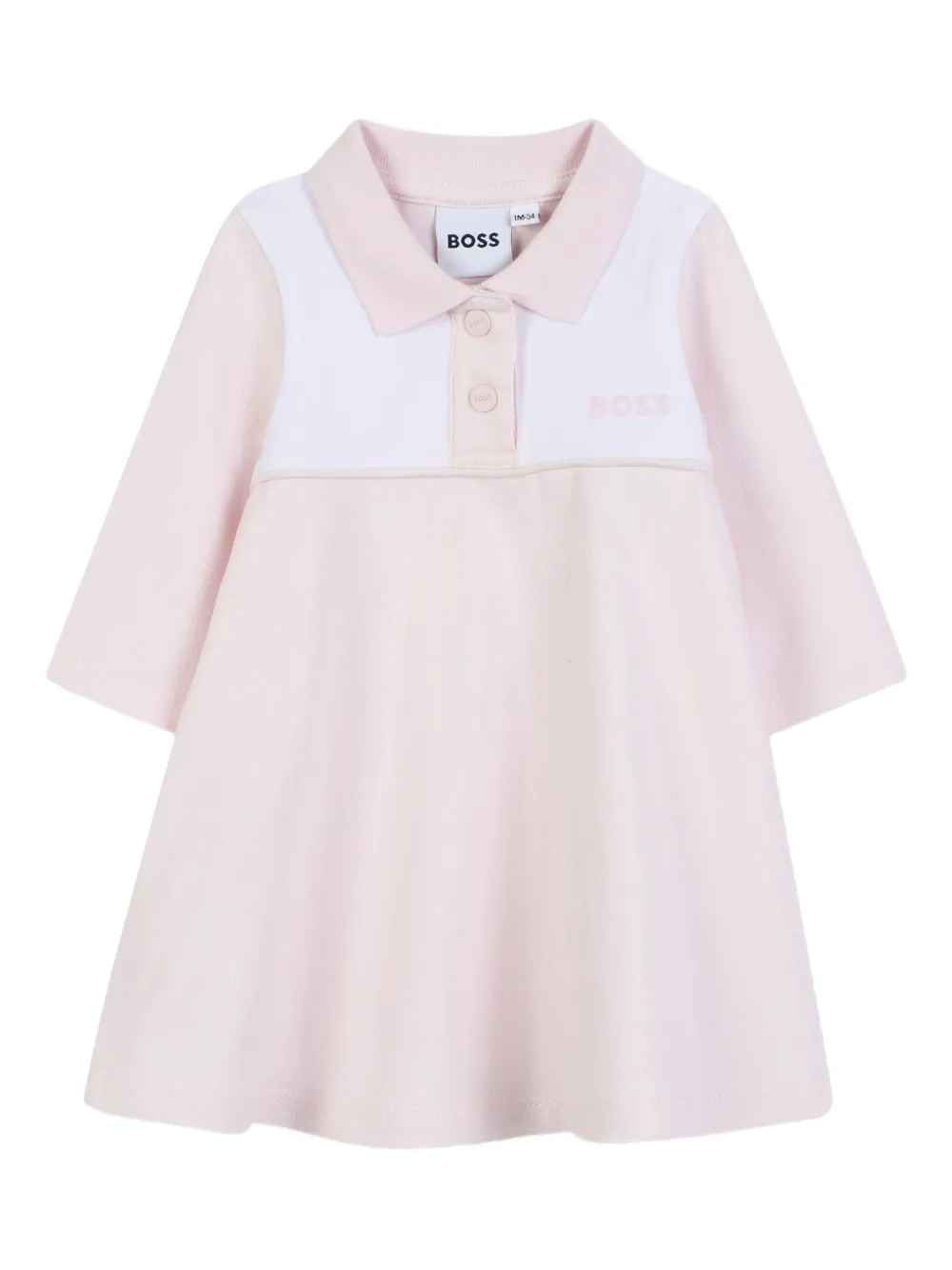 

Платье в стиле колор-блок с воротником поло BOSS Kidswear, розовый