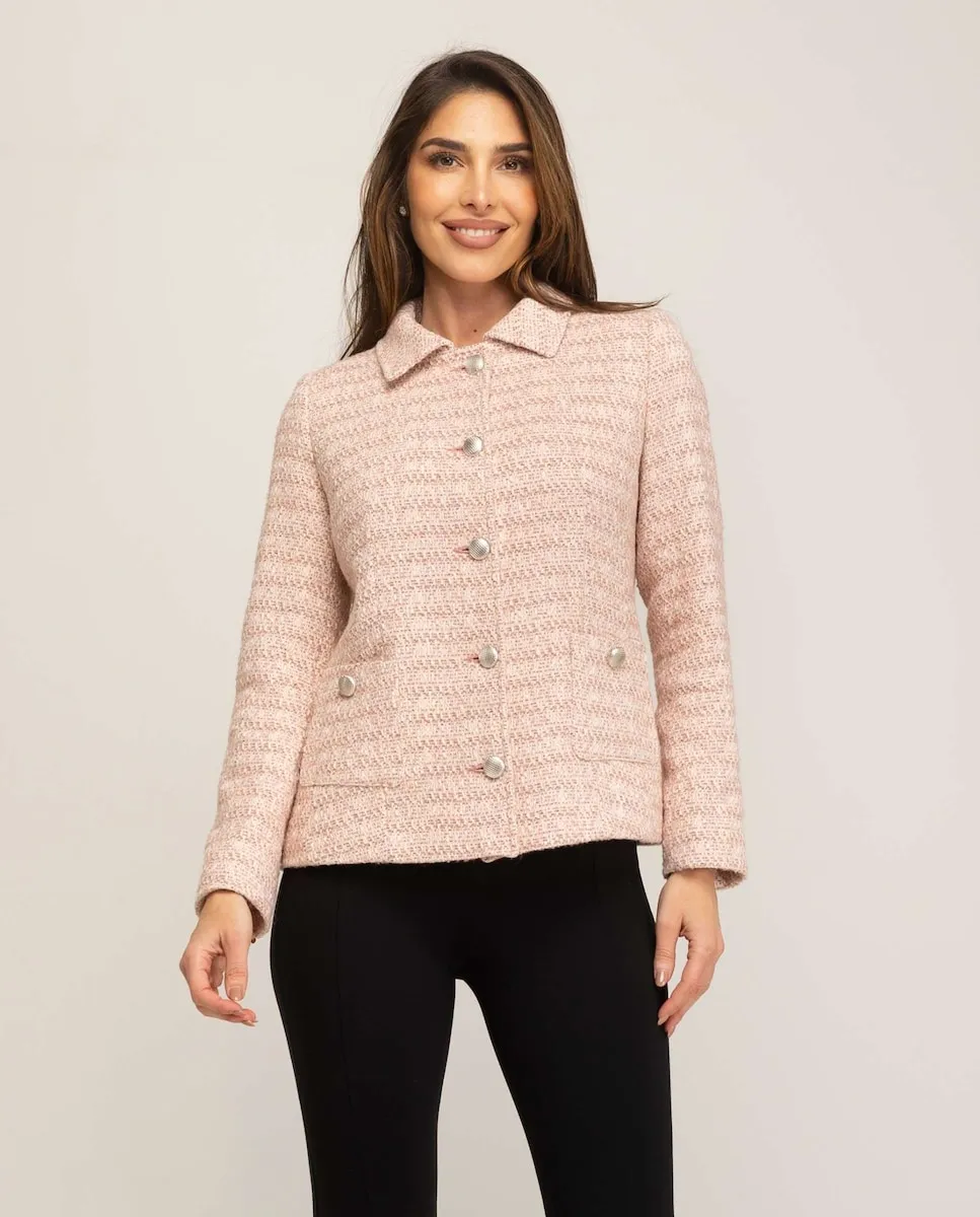 

Женская куртка с воротником-рубашкой, рукавами-классика и накладными карманами Fsh, розовый