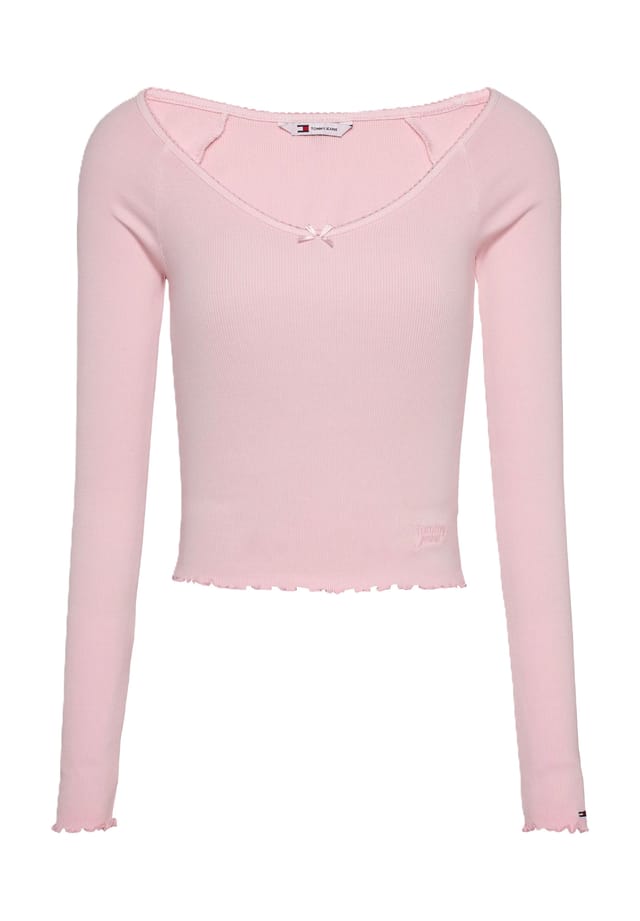 

Рубашка с длинными рукавами и волнистым подолом Tommy Jeans, цвет 0 th3 precious pi