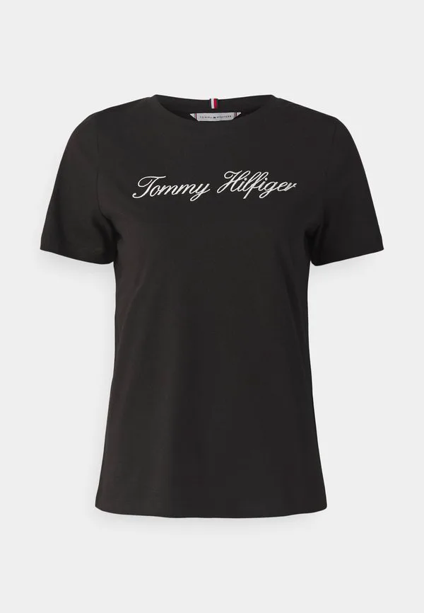 Футболка с обычным принтом script Tommy Hilfiger, Black — фото 4